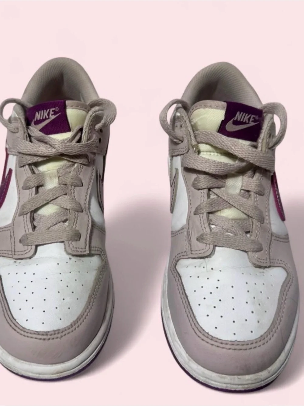 Nike Dunk Low Kids Sneaker White Gray Purple Youth Size 3